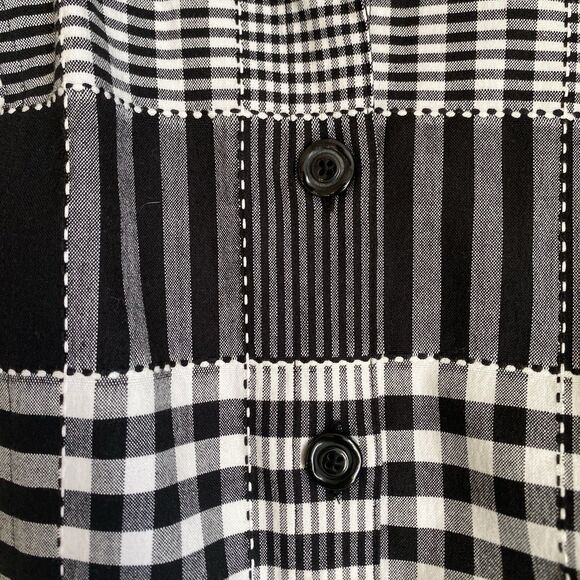 CJ Banks Blazer Jacket 2X Plaid Front Button 3/4 Sleeve Lightweight Stretch - Picture 9 of 9